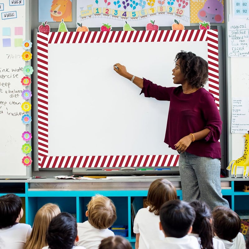STARLIBOO 60 Feet Bulletin Board Borders, Scalloped Rolled Border Trim for School, Classroom & Offices (Red and White) - Image 3